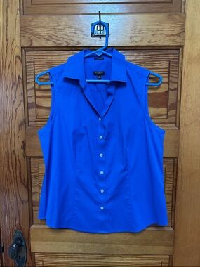 Talbots Sleeveless Button-Front Blouse in Bright Blue